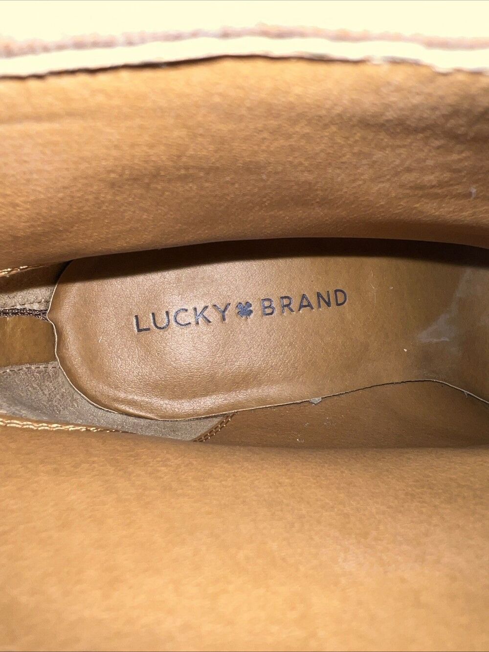LUCKY BRAND Women's 8.5M / 39 Tan Leather Zip Ankle Boots Cuff 3" Heel - Picture 7 of 8